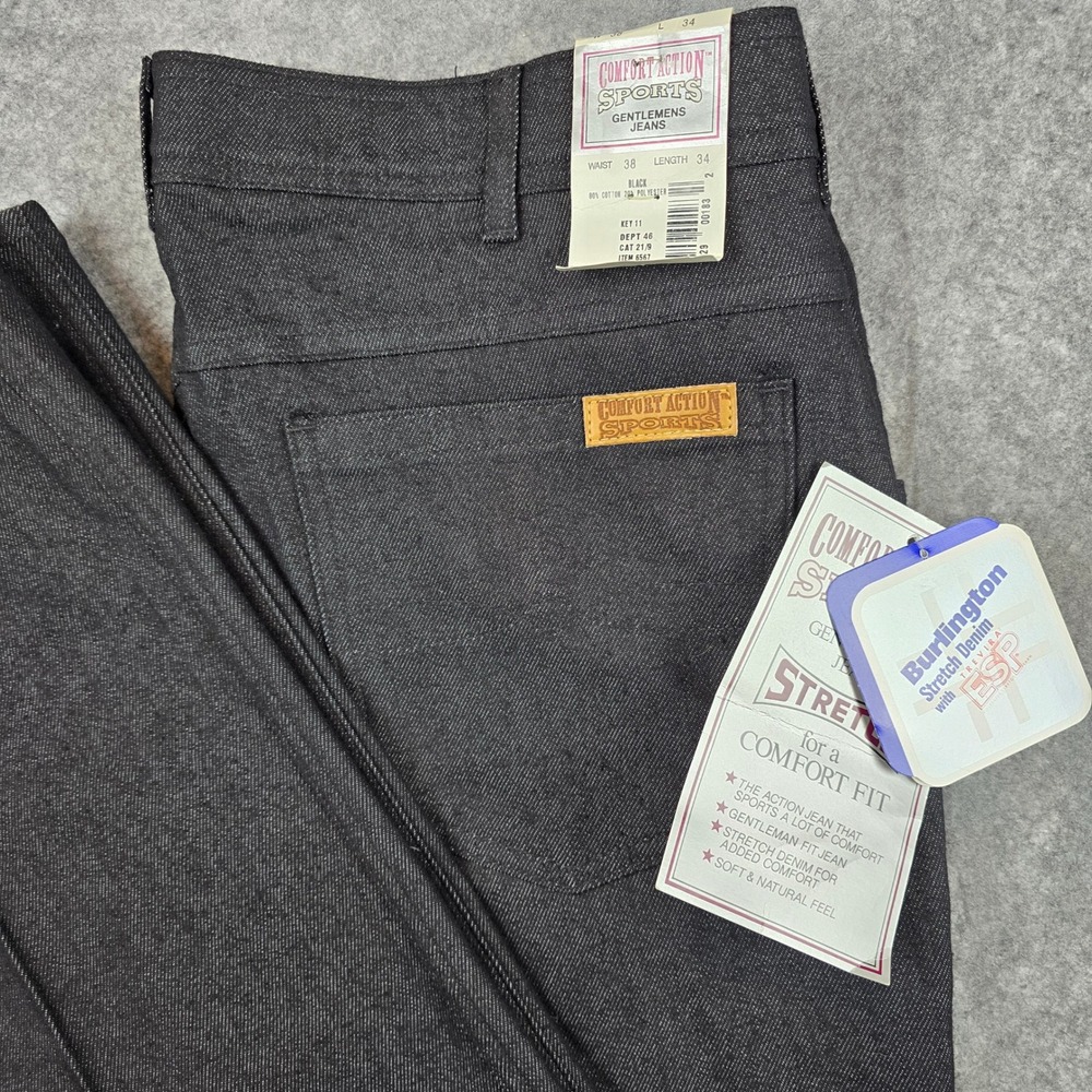 Comfort Action Sports Gentlemen Jeans Men 38x34 Black Stretch Denim K133-200 NEW